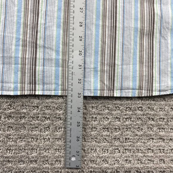 Eddie Bauer Shirt Men XXL White Brown Green Blue Striped Button Down Outdoors - Picture 12 of 13